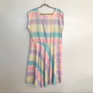 vintage sallys girl pastel plaid dress vintage size 18